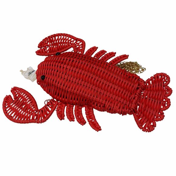 Tommy Bahama Handbags - Tommy Bahama Rattan Lobster Bag Red Wicker Crossbody Gold Chain NWT FIRM on Posh